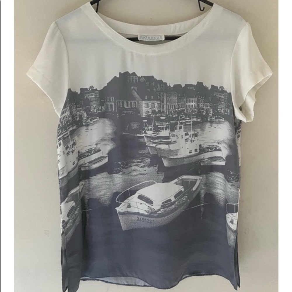 Vintage Breeze by Dorothy Schoelen sailing print t-shirt- Size  M - Circa 90’s